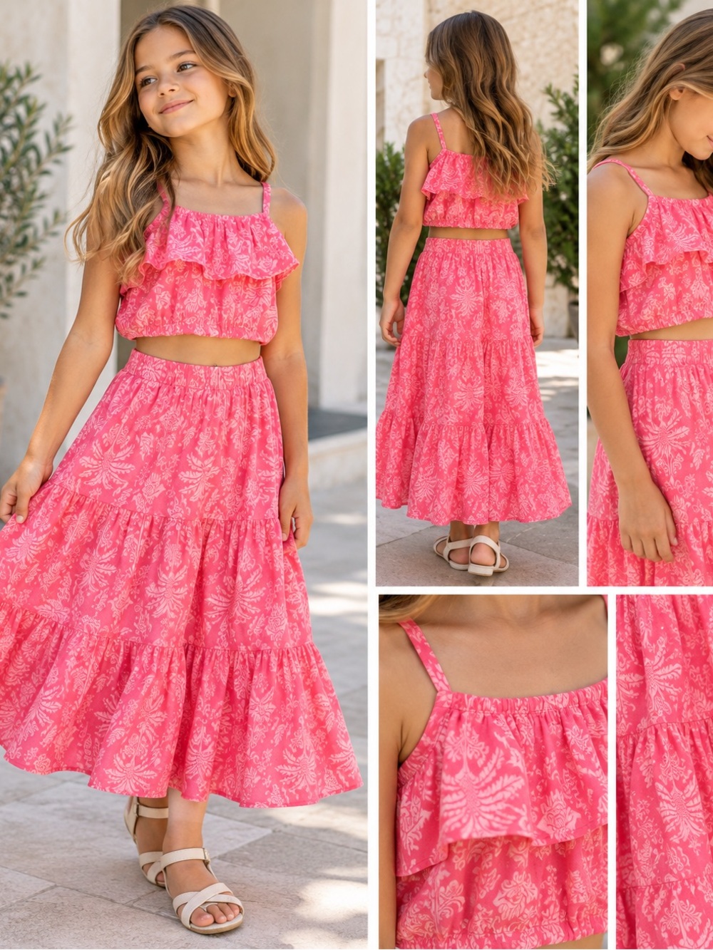 Haute Hippie Kids Pink Floral Two Piece Set Size 7/8